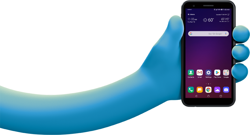 Cricket blue hand holding phone